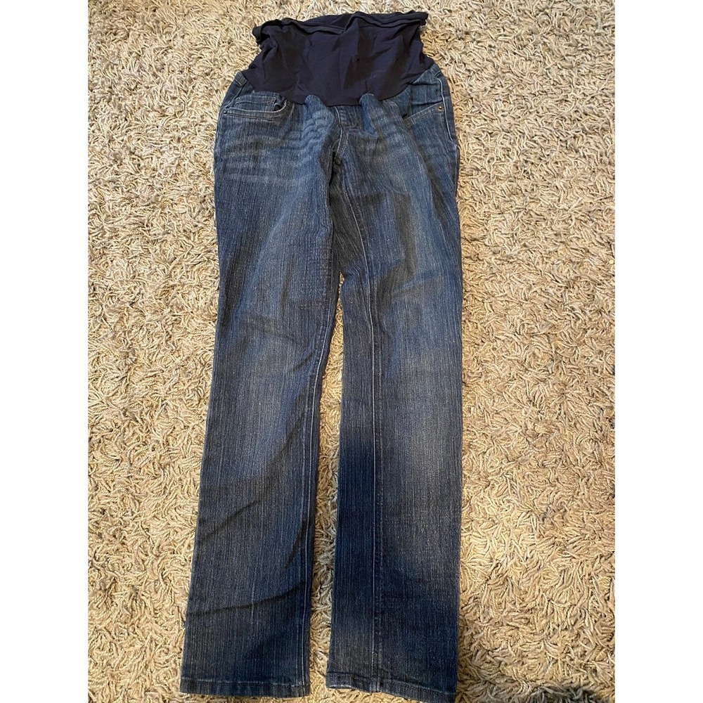 Motherhood Maternity Straight Leg Jeans Blue Denim Full Belly Panel Womens M